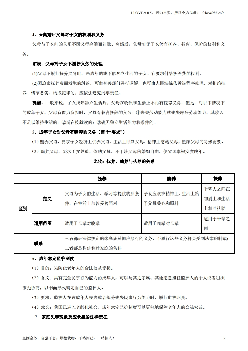 【考点通关卷】考点巩固卷15家庭与婚姻【考点预览考点训练】-I LOVE 9 8 5